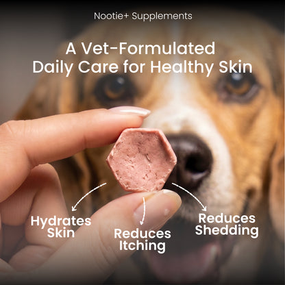 Nootie+ Health Chews for Dogs (30 chews) | Skin and Coat - Hydrates Skin, Reduces Itching & Shedding