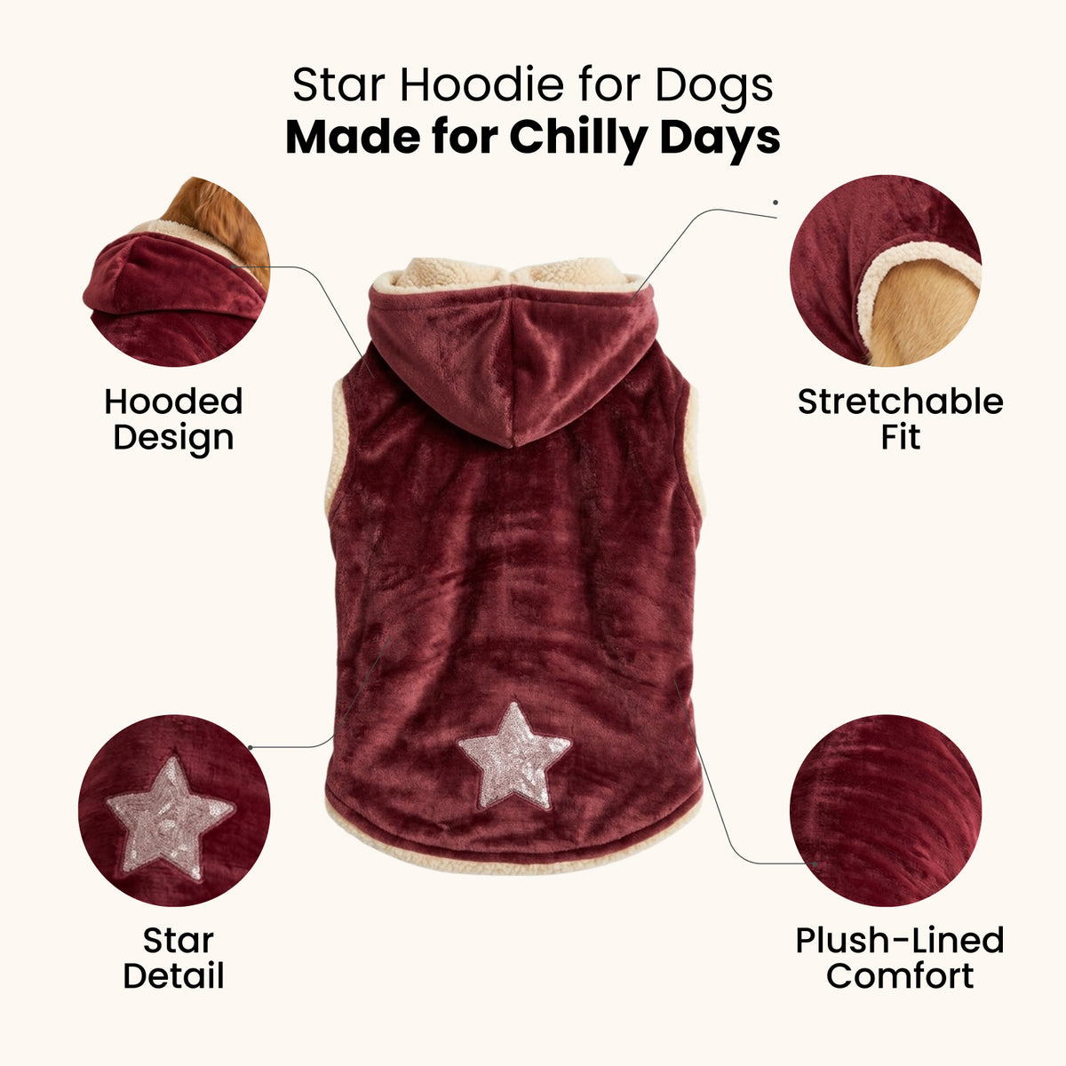Nootie Dogs Winterwear Hoodie - Red Star