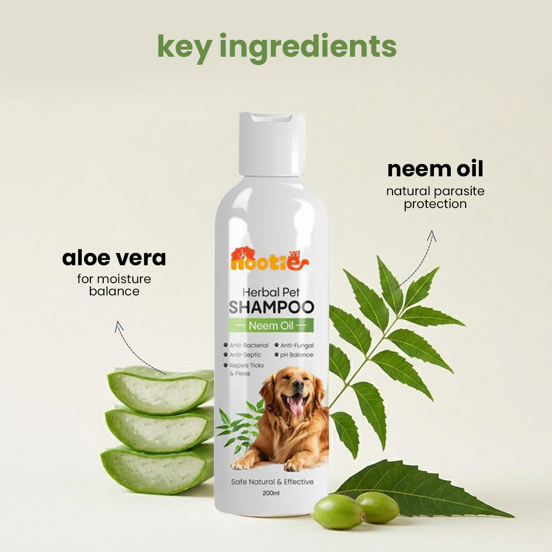 Nootie Herbal Neem Dog Shampoo (200 ml) | Anti-Tick, Soothing & Deodorising Cleanse