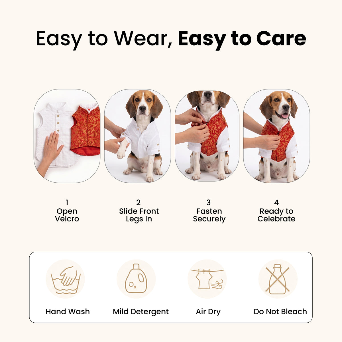 Nootie Dog Kurta Jacket Set - Red & Gold