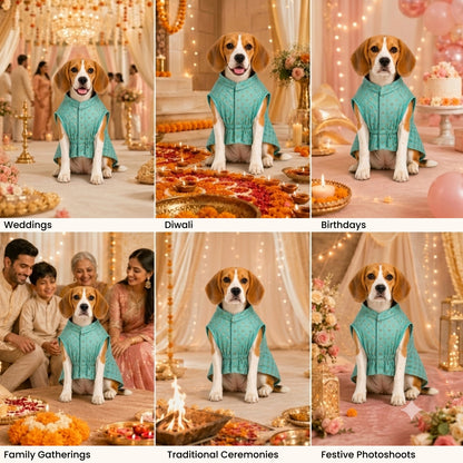 Nootie Dog Kurta - Brocade Light Teal Blue