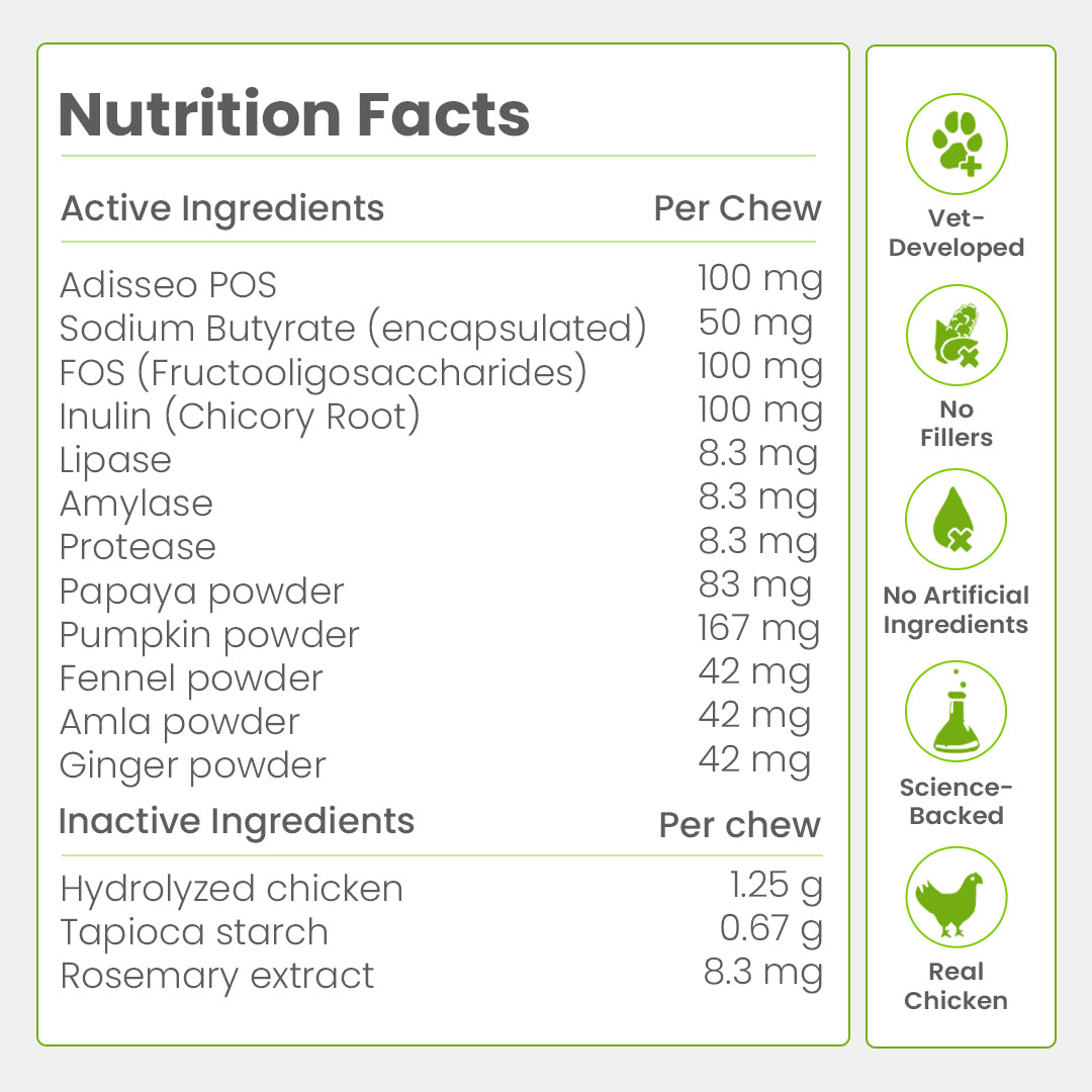 Nootie+ Health Chews for Dogs (30 chews) | Probiotics for Gut Health - Digestive Support, Firmer Stools & Yeast Balance
