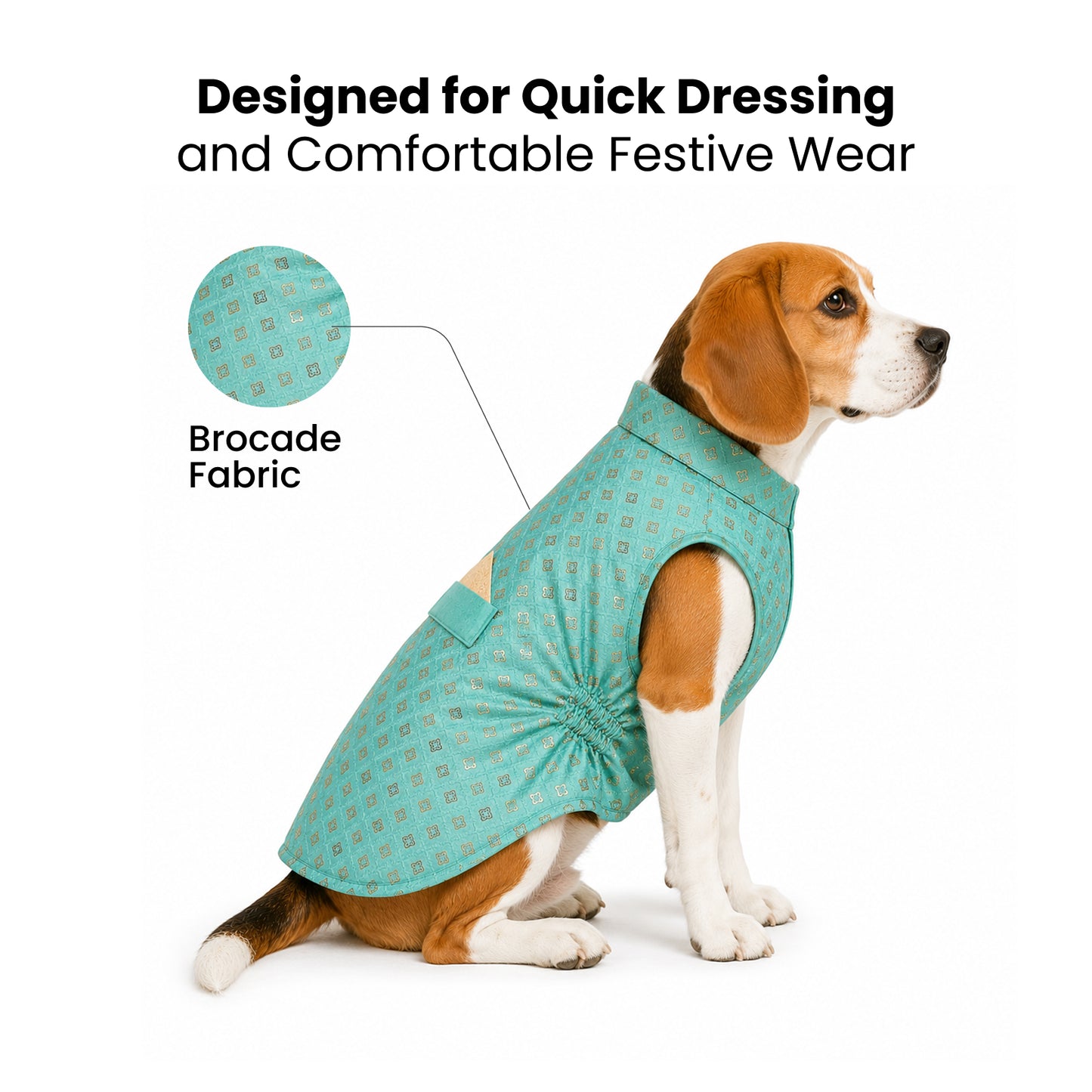 Nootie Dog Kurta - Light Teal Blue Brocade | Traditional Ethnic Outfit for Weddings, Festivals and Celebrations