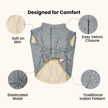 Nootie Dog Kurta - Grey Brocade | Traditional Ethnic Outfit for Weddings, Festivals and Celebrations