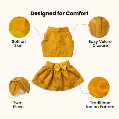 Nootie Dog Festive Brocade Skirt & Blouse - Yellow