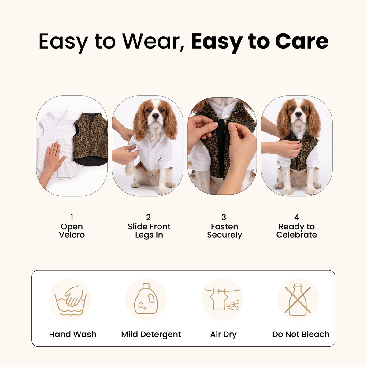 Nootie Dog Kurta Jacket Set - Black & Gold
