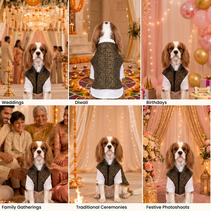 Nootie Dog Kurta Jacket Set - Black & Gold