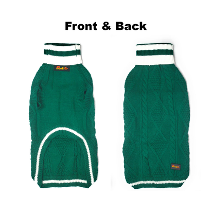 Nootie Dog High Neck Sweater, Green – Stylish Winter Knitwear for All Breeds