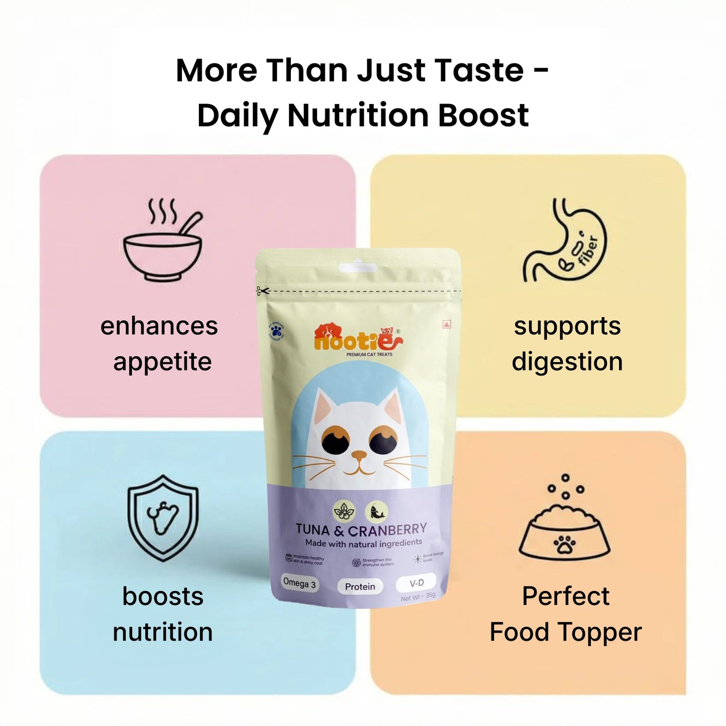 Nootie Premium Cat Treats – Tuna & Cranberry, Omega 3 Rich, Natural Ingredients (35g)