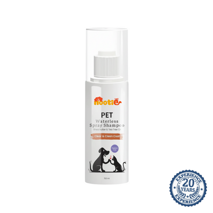 Nootie Pet Waterless Spray Shampoo for Dogs & Cats (150 ml) | No-Rinse, Shea Butter & Tea Tree Oil Cleanser for Soft, Fresh Coats