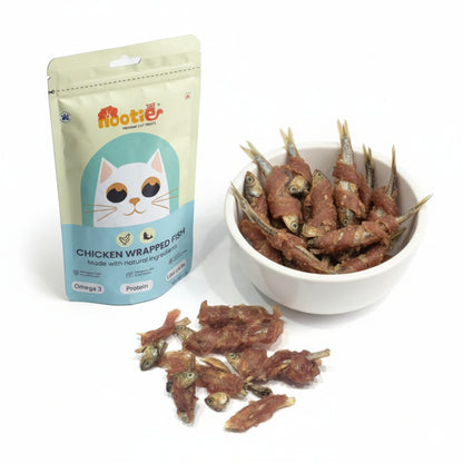 Nooties Premium Cat Treats – Chicken Wrapped Fish, Omega 3 Rich, Natural Ingredients (35g)