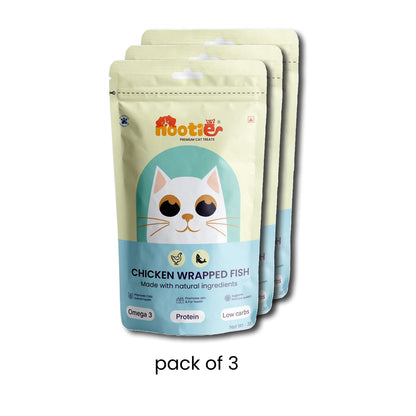Nooties Premium Cat Treats – Chicken Wrapped Fish, Omega 3 Rich, Natural Ingredients (35g)